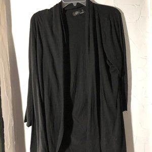 Lyn Woman 2X Black Open Front 3/4" Sleeve Cardigan